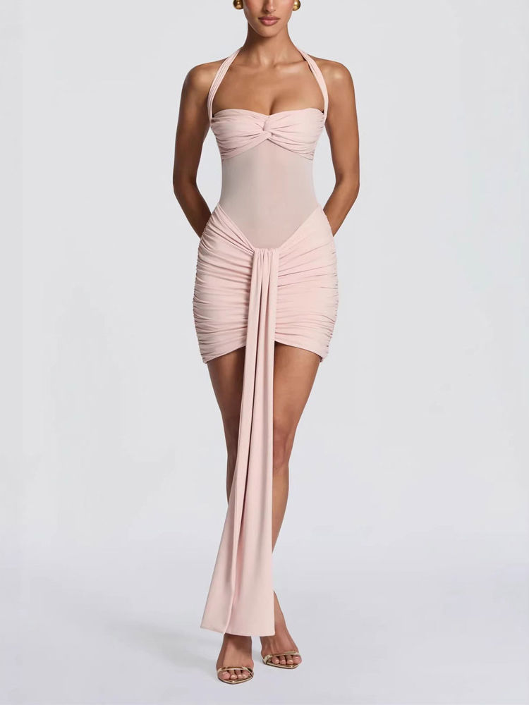 TWOTWINSTYLE Sleeveles Patchwork Lace Up Slimming Designer Dress
