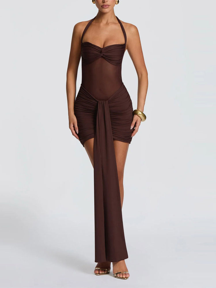 TWOTWINSTYLE Sleeveles Patchwork Lace Up Slimming Designer Dress
