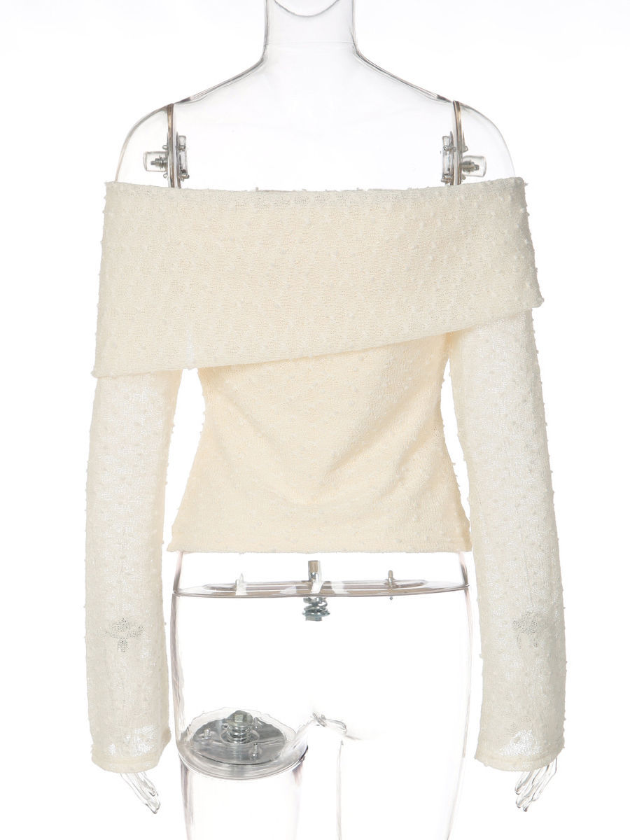 TWOTWINSTYLE Solid Off Shoulder Long Sleeve Designer Shirt