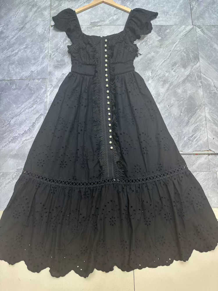 TWOTWINSTYLE Square Neckline Tunic Spliced Pearl Fashion Dress