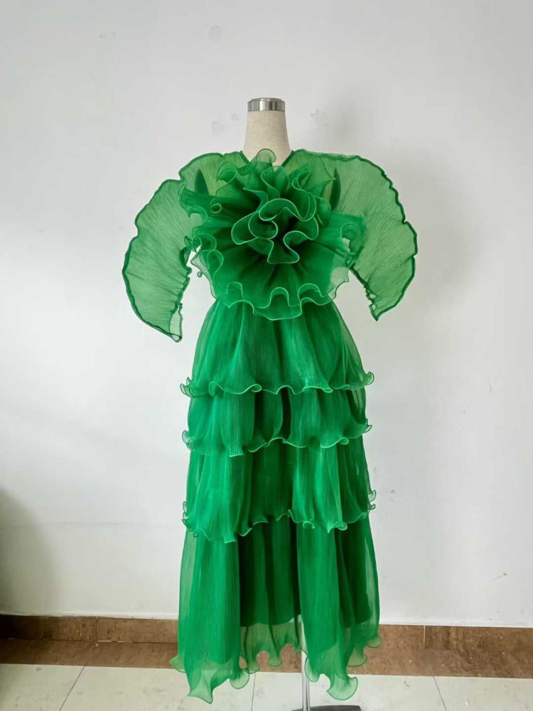 TWOTWINSTYLE Designer Solid Ruffles Tunic Midi Dress