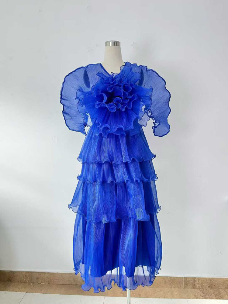 TWOTWINSTYLE Designer Solid Ruffles Tunic Midi Dress