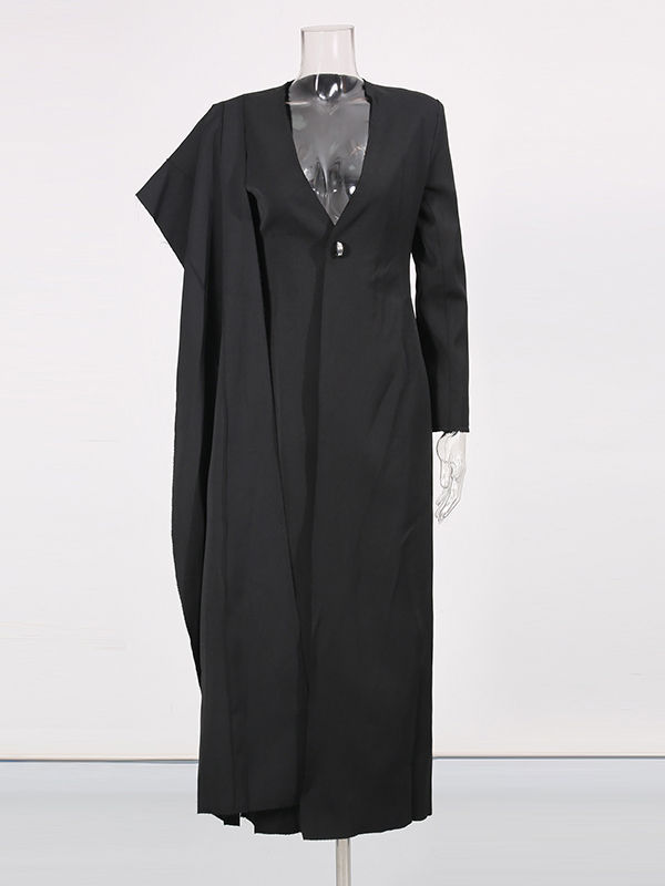 TWOTWINSTYLE V Neck Shawl Long Coat Jacket