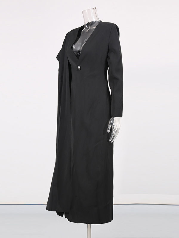 TWOTWINSTYLE V Neck Shawl Long Coat Jacket
