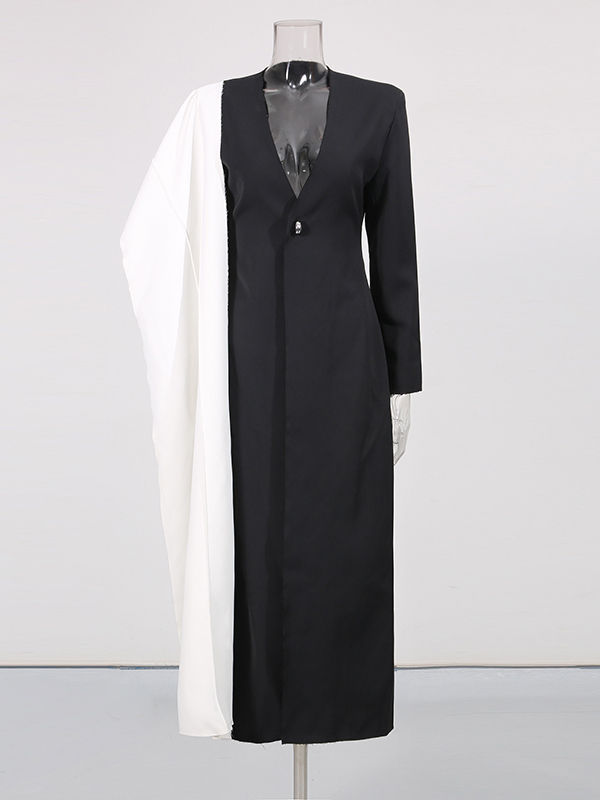 TWOTWINSTYLE V Neck Shawl Long Coat Jacket