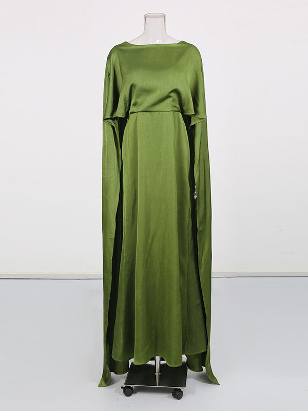 TWOTWINSTYLE Round Neck Loose High Waist Vintage Midi Dress
