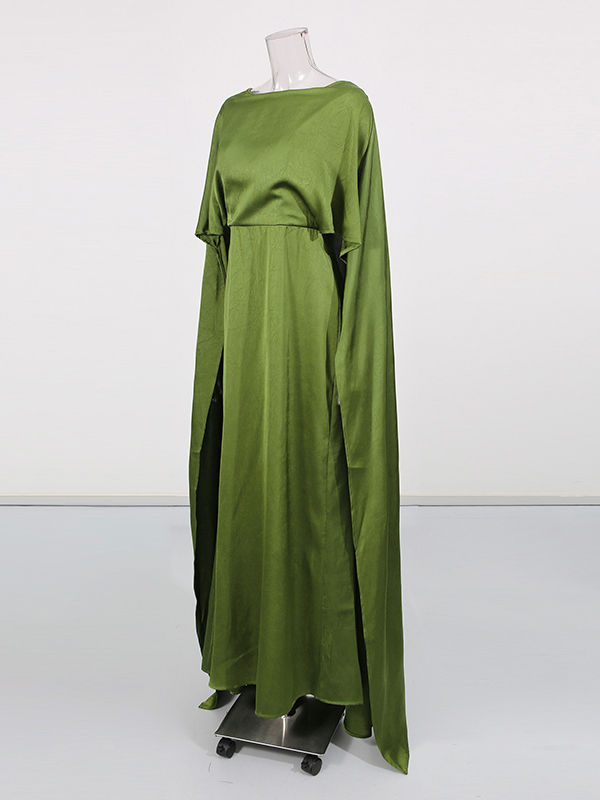 TWOTWINSTYLE Round Neck Loose High Waist Vintage Midi Dress