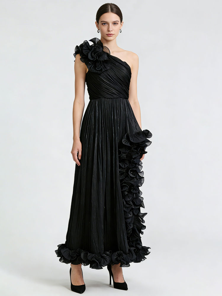 TWOTWINSTYLE Off One Shoulder Side Split Fashion Dress