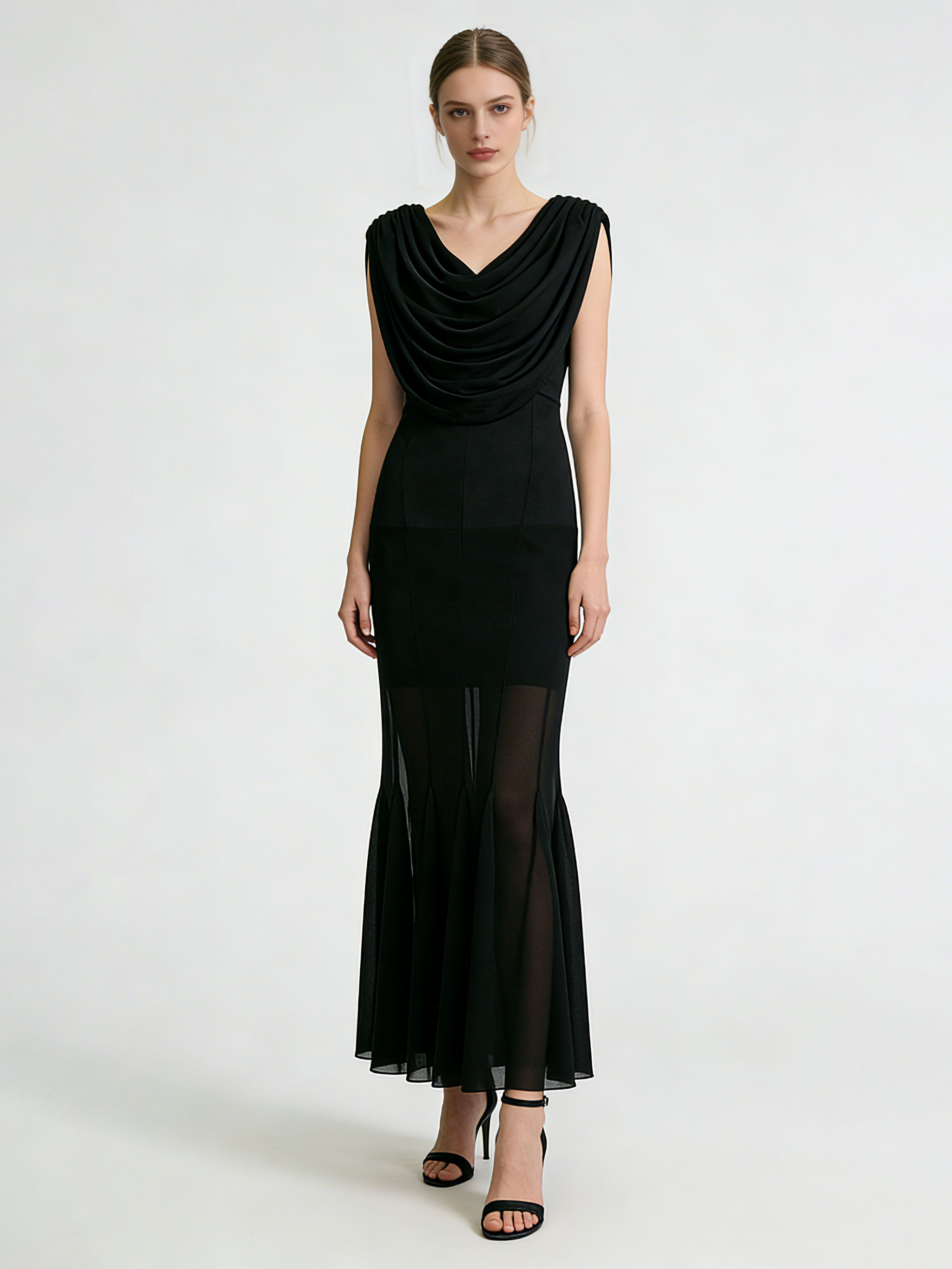 TWOTWINSTYLE Solid Sleeveles V Neck Tunic Chic Dress