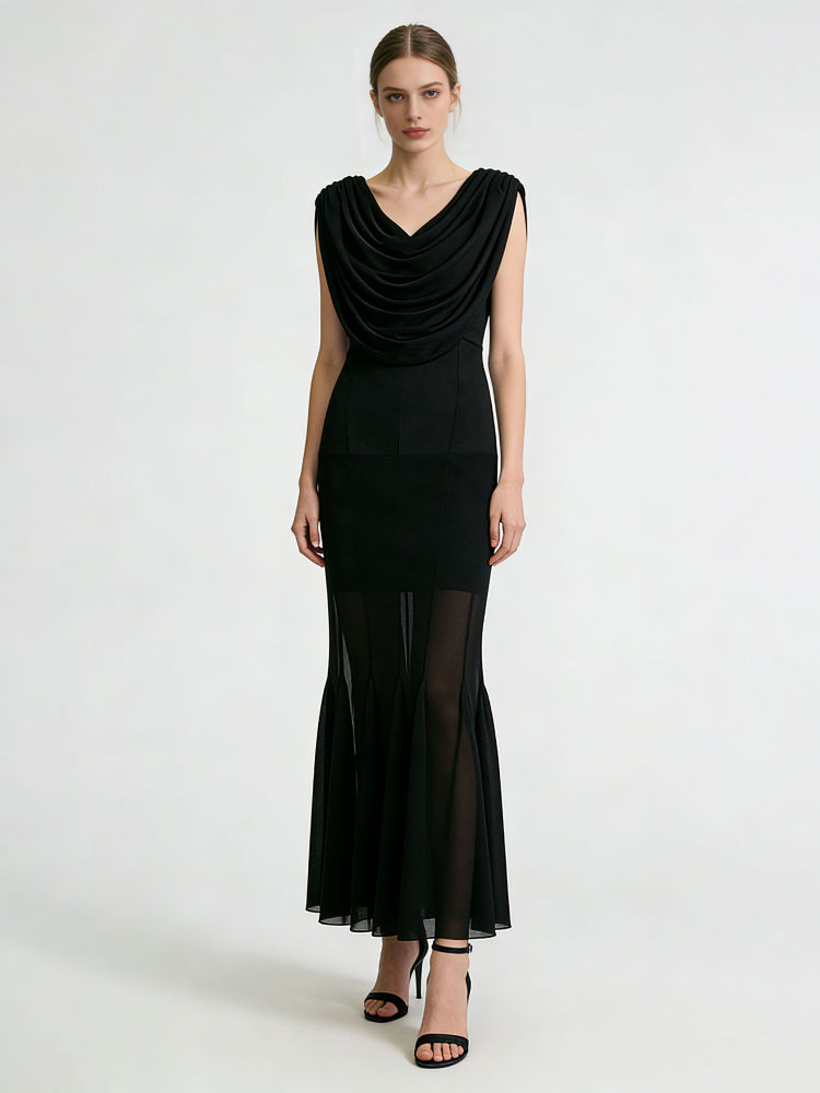 TWOTWINSTYLE Solid Sleeveles V Neck Tunic Chic Dress