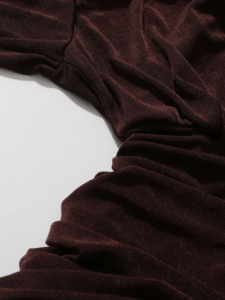 TWOTWINSTYLE V Neck Long Sleeve Tunic Vintage Dress