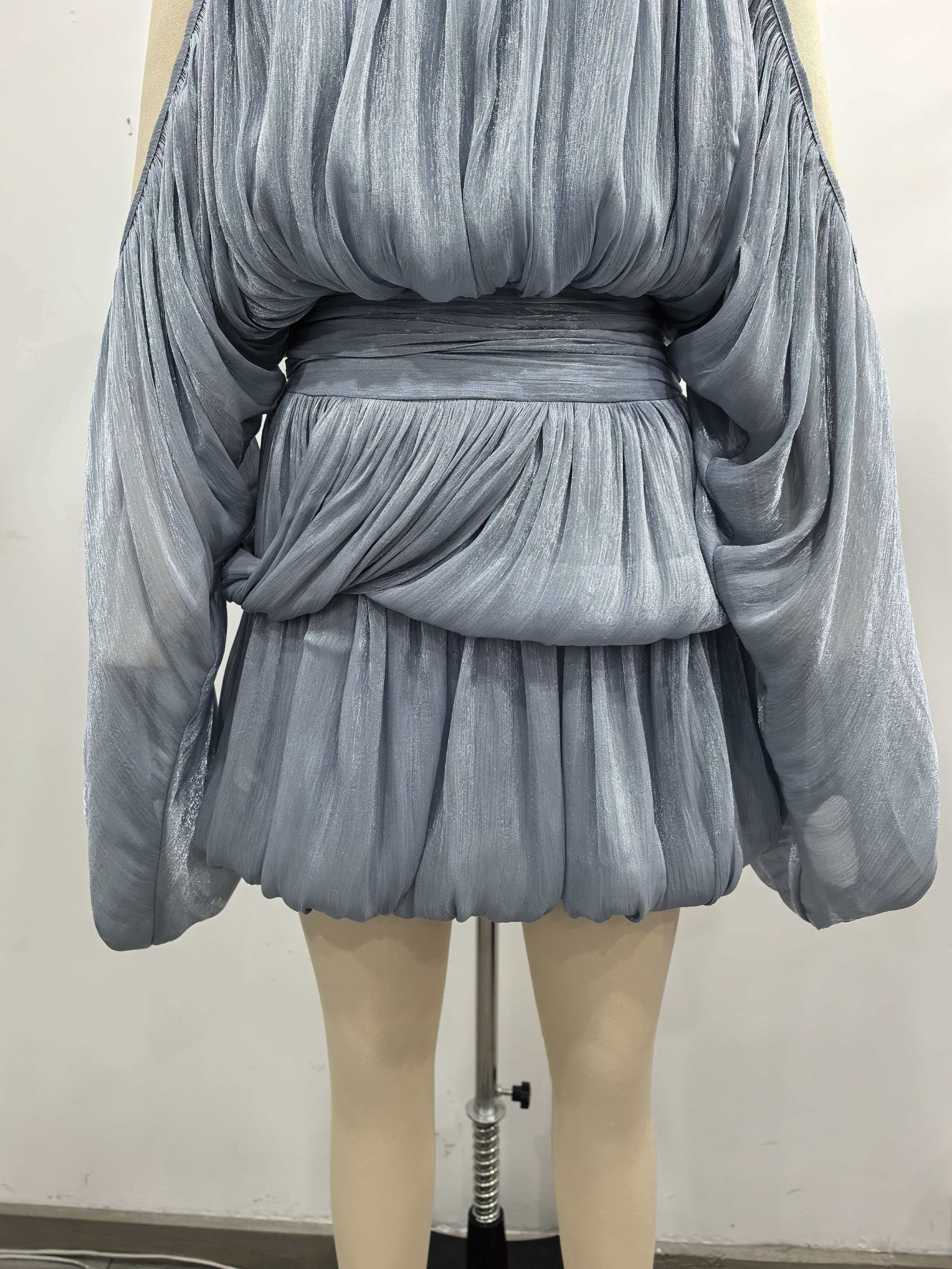 TWOTWINSTYLE Off Shoulder Stand Collar Tunic Fashion Bubble Skirt