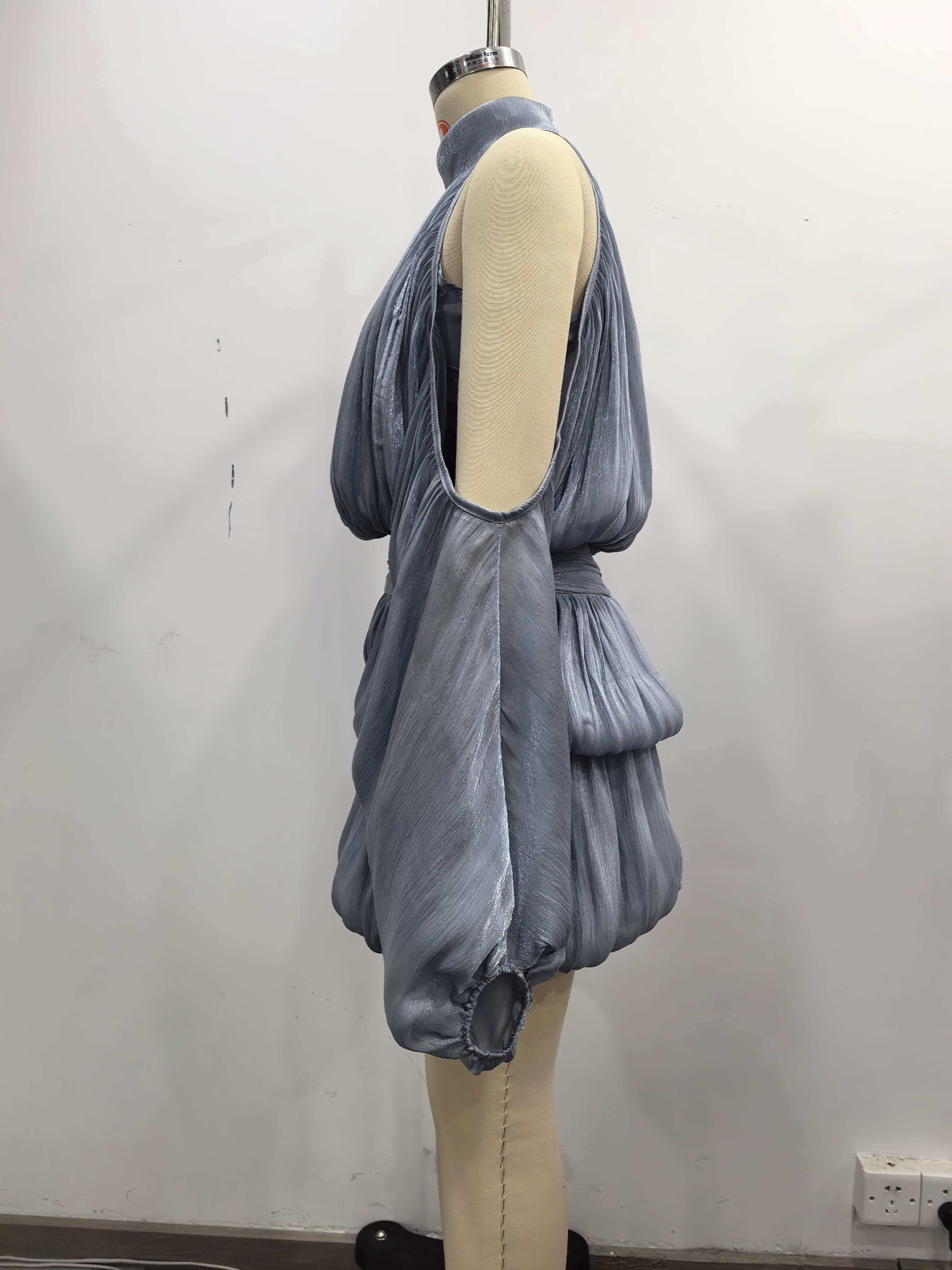 TWOTWINSTYLE Off Shoulder Stand Collar Tunic Fashion Bubble Skirt