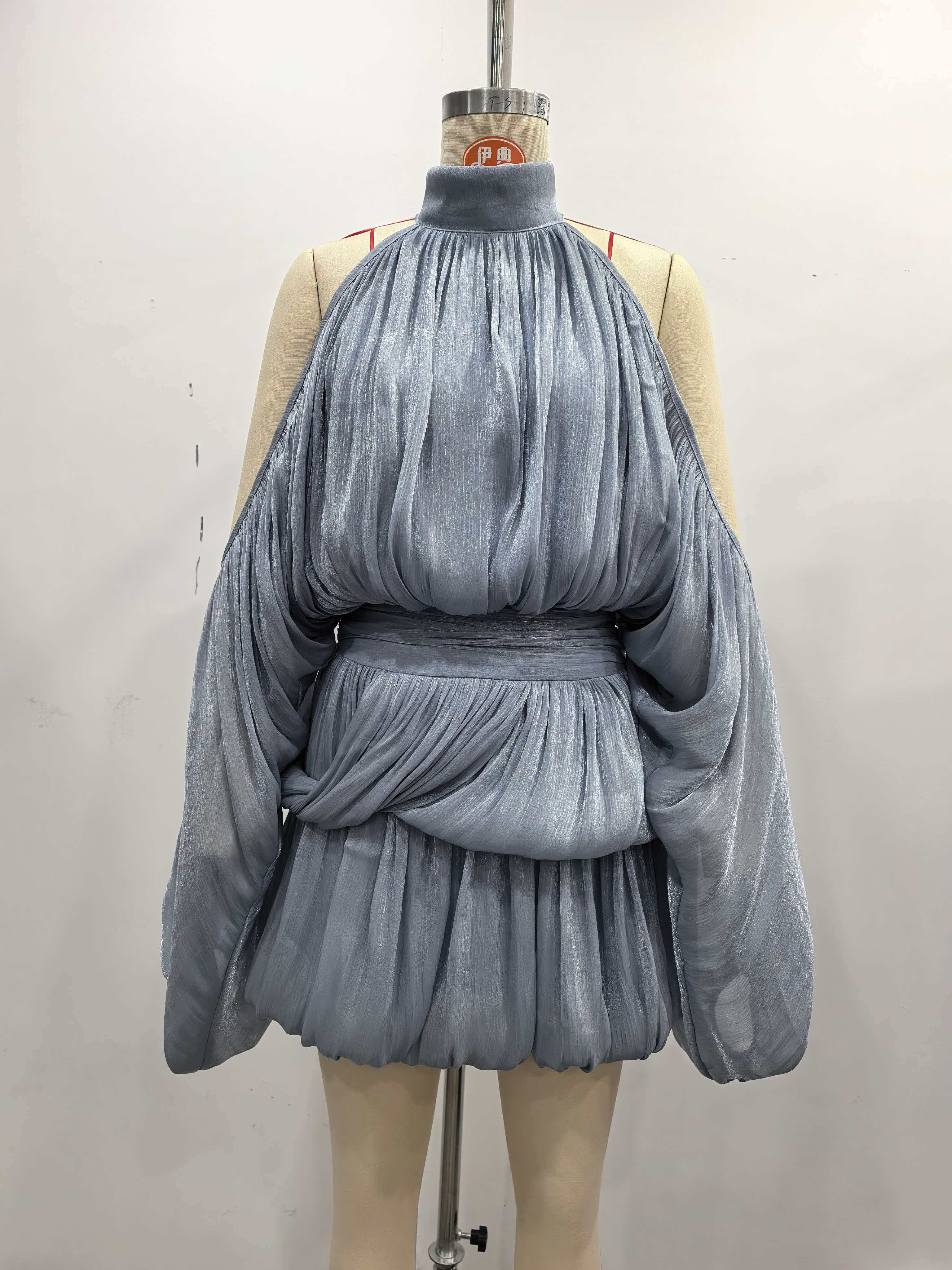 TWOTWINSTYLE Off Shoulder Stand Collar Tunic Fashion Bubble Skirt