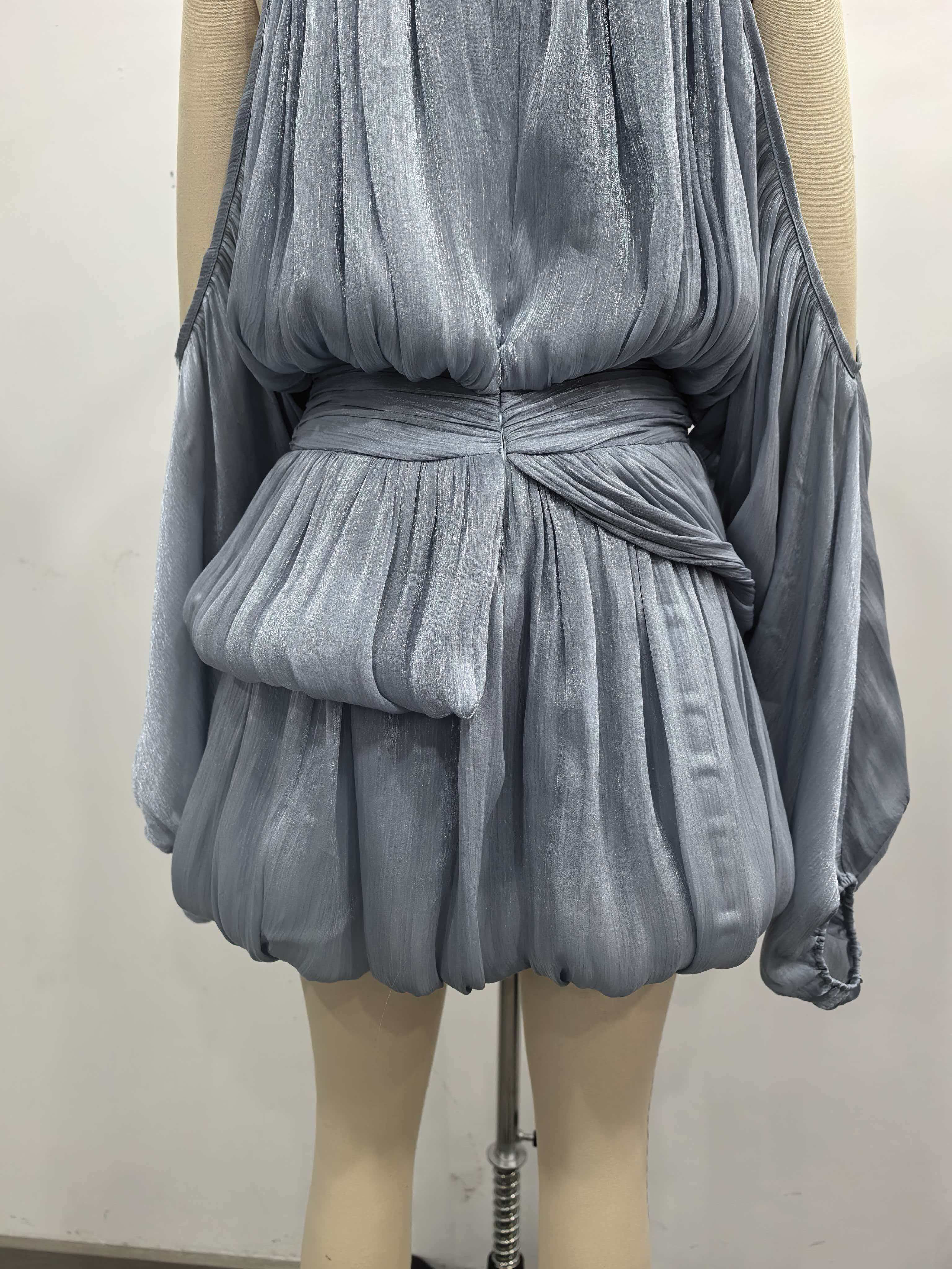 TWOTWINSTYLE Off Shoulder Stand Collar Tunic Fashion Bubble Skirt