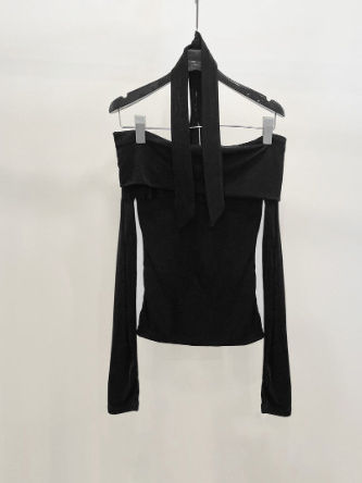 TWOTWINSTYLE Off Shoulder Long Sleeve Slimming T Shirt