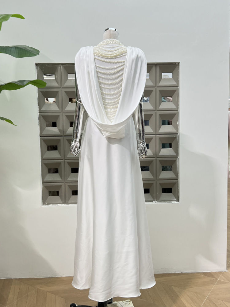 TWOTWINSTYLE Sleeveles Spliced Pearl Irregular Hem Fashion Dress