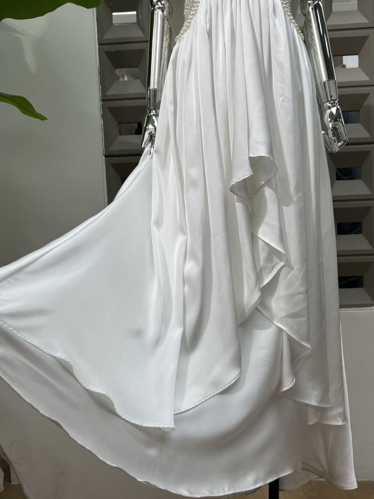 TWOTWINSTYLE Sleeveles Spliced Pearl Irregular Hem Fashion Dress