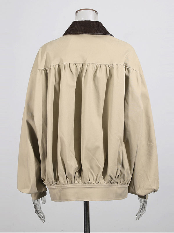 TWOTWINSTYLE Long Sleeve Lapel Hit Color Chic Coat