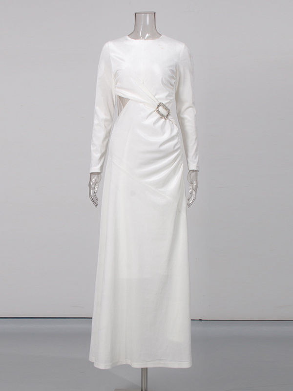 TWOTWINSTYLE Round Neck Long Sleeve Hollow Out Fashion Dress