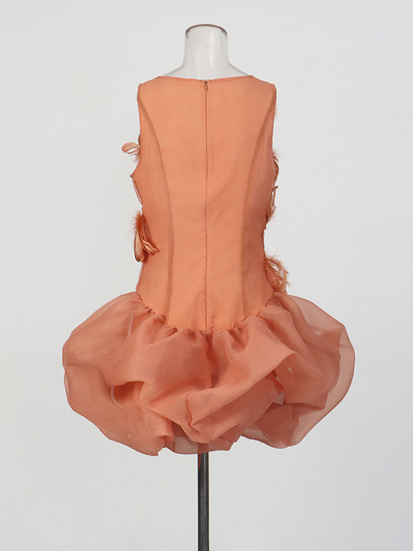TWOTWINSTYLE Round Neck Sleeveless Tunic Elegant Mini Dress
