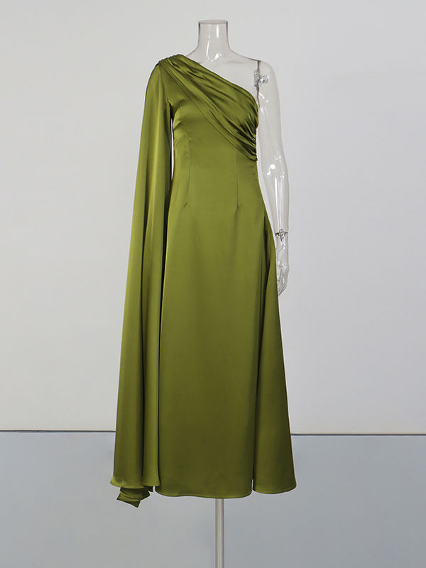 TWOTWINSTYLE Off One Shoulder High Waist Slimming Dress