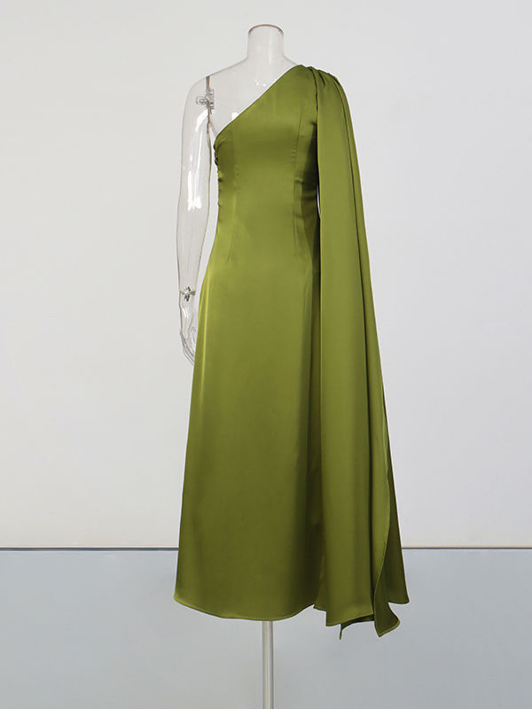 TWOTWINSTYLE Off One Shoulder High Waist Slimming Dress
