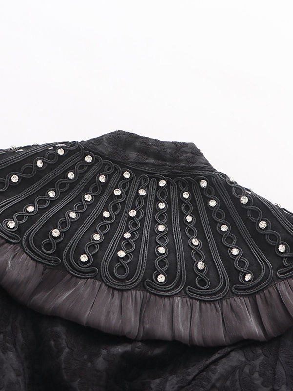 TWOTWINSTYLE Stand Collar Patchwork Metal Jewelry Top High Waist Skirt Elegant Two Piece Set