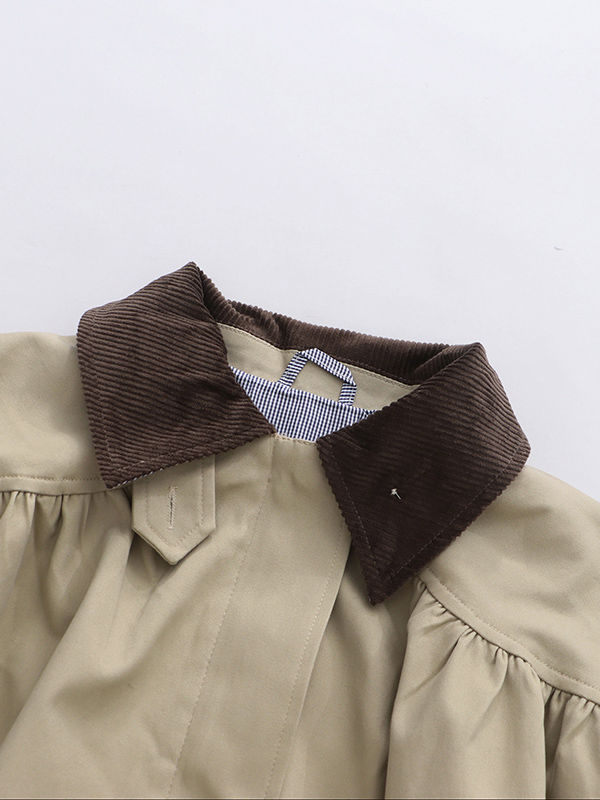 TWOTWINSTYLE Long Sleeve Lapel Hit Color Chic Coat