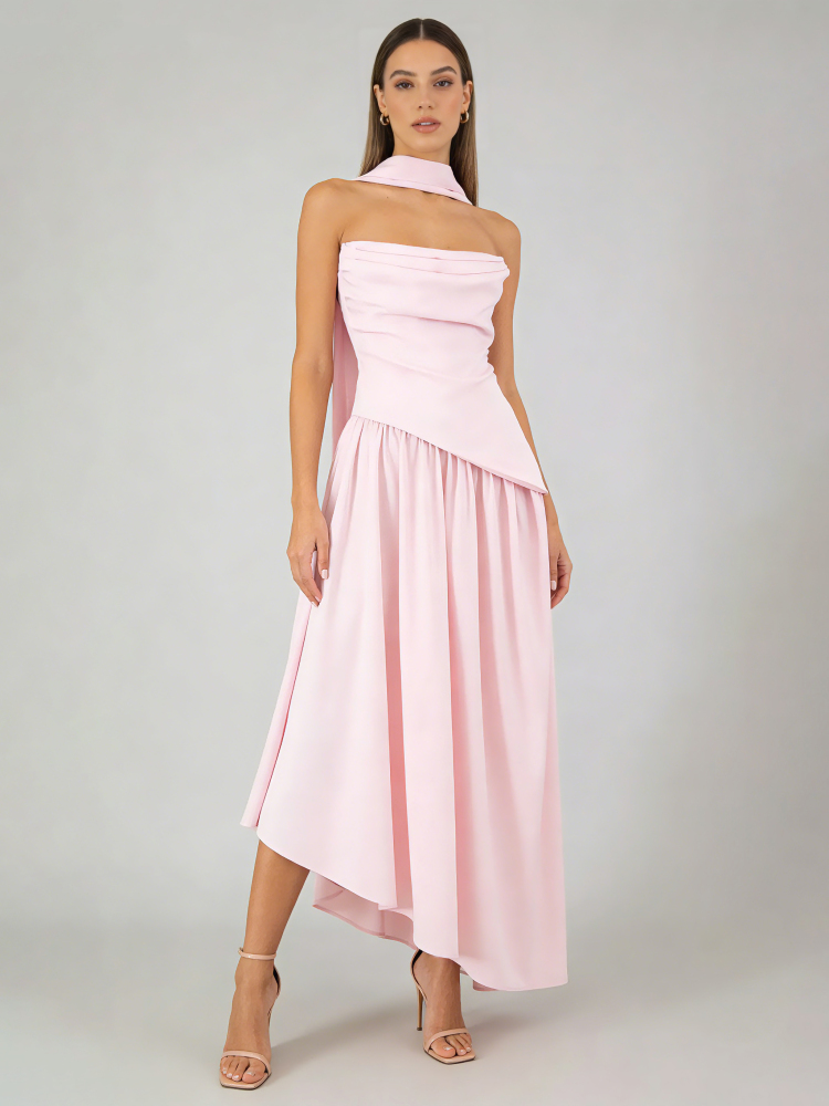TWOTWINSTYLE Off Shoulder Irregular Hem Elegant Dress