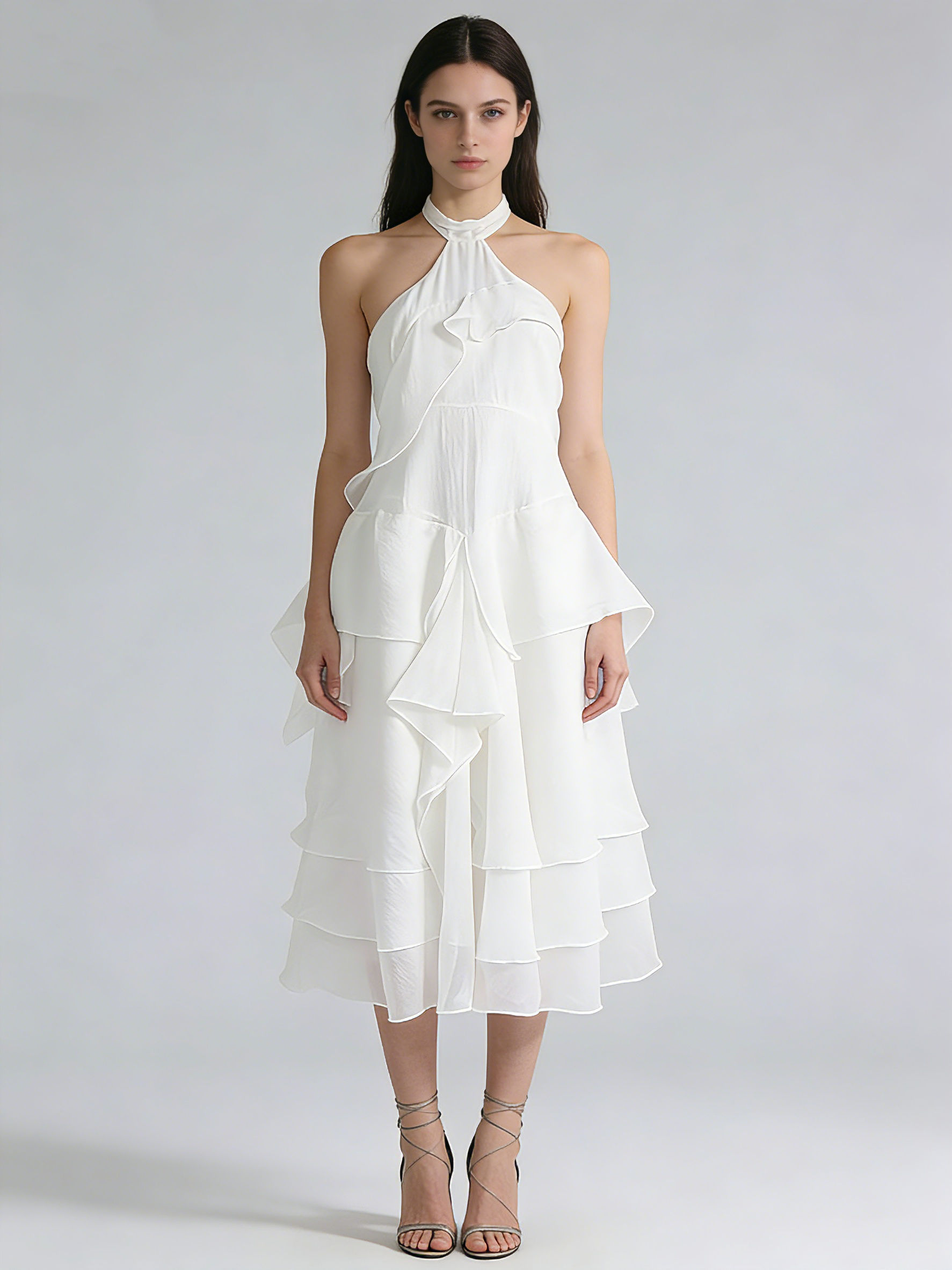TWOTWINSTYLE Off Shoulder Irregular Ruffles Designer Dress