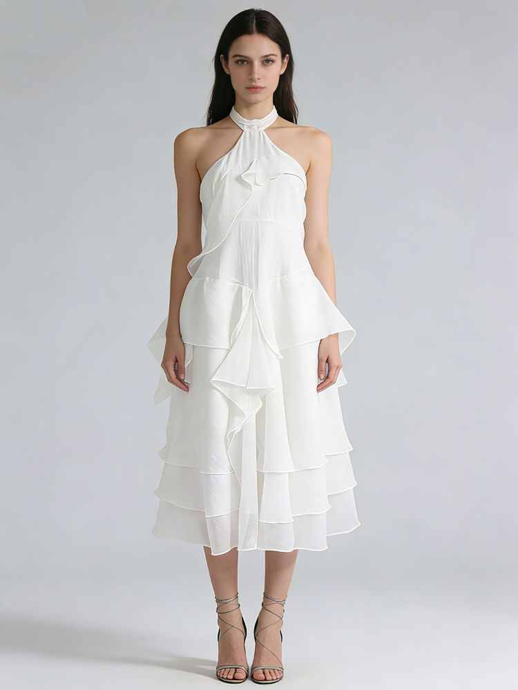 TWOTWINSTYLE Off Shoulder Irregular Ruffles Designer Dress