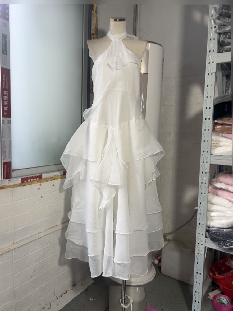 TWOTWINSTYLE Off Shoulder Irregular Ruffles Designer Dress