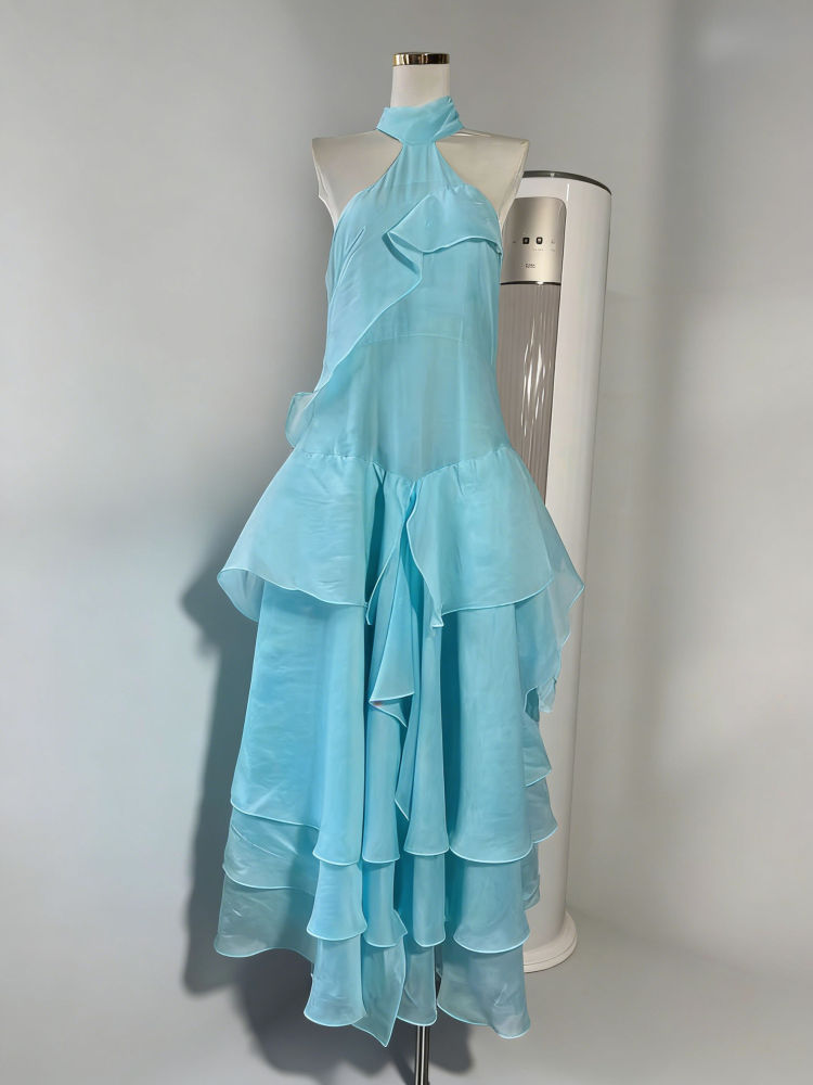 TWOTWINSTYLE Off Shoulder Irregular Ruffles Designer Dress
