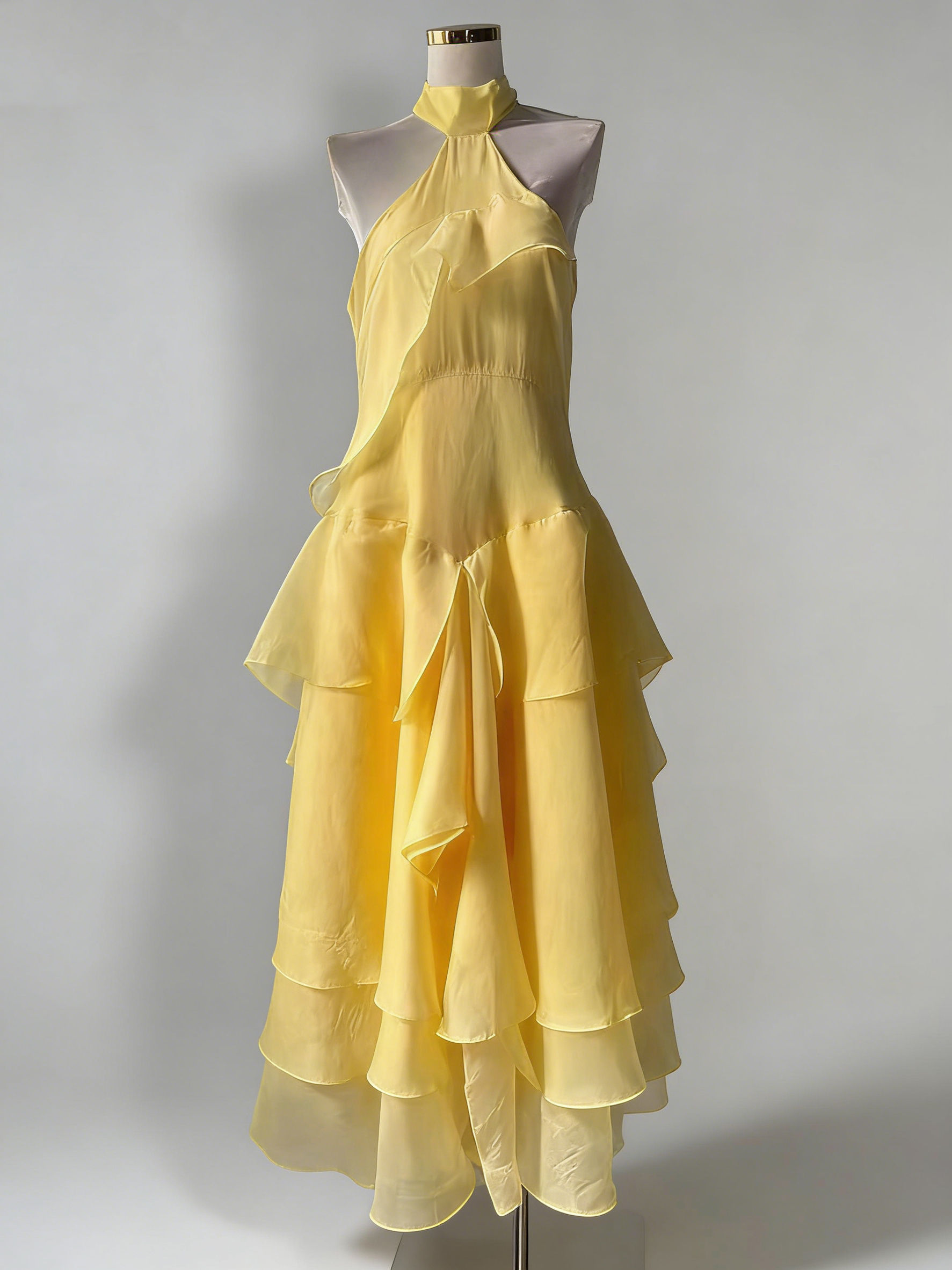TWOTWINSTYLE Off Shoulder Irregular Ruffles Designer Dress