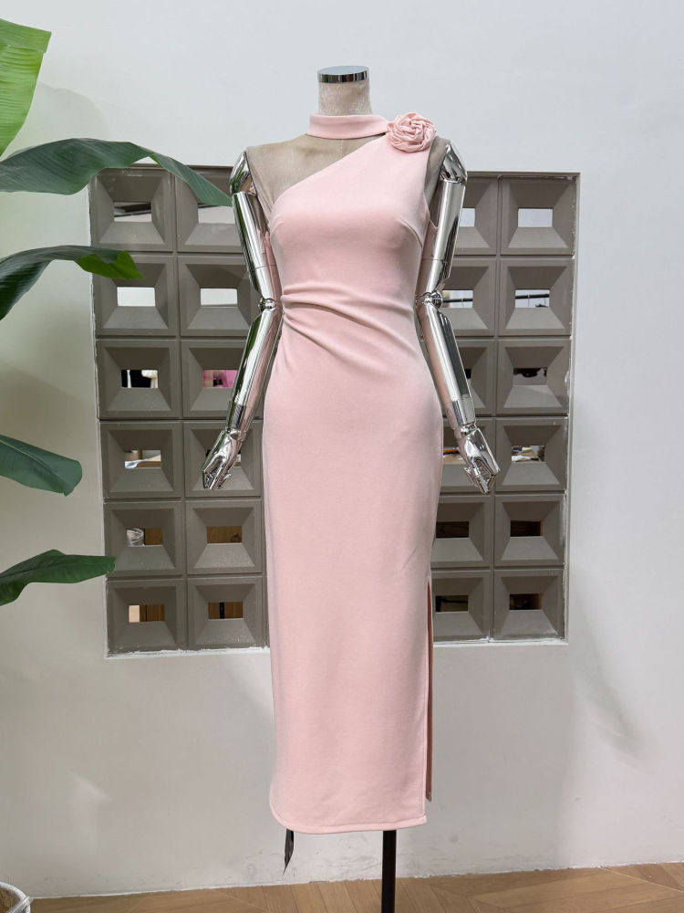 TWOTWINSTYLE Off Shoulder Patchwork 3D Flower Elegant Dress