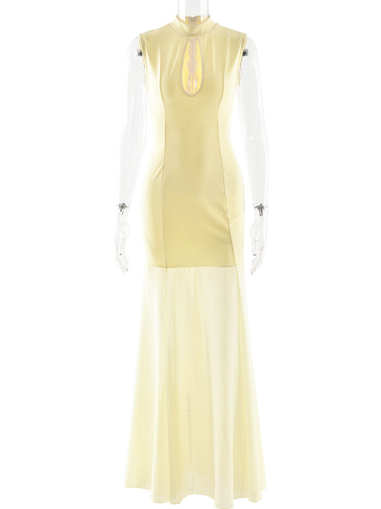 TWOTWINSTYLE Sleeveles Hollow Out Patchwork Mesh Fashion Dress