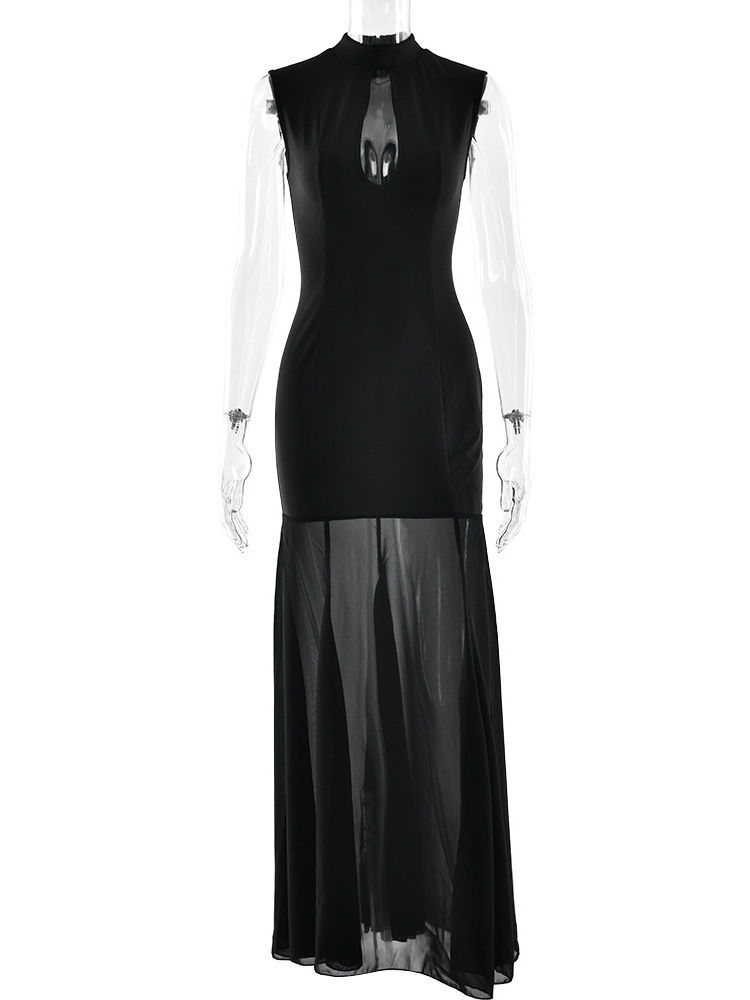 TWOTWINSTYLE Sleeveles Hollow Out Patchwork Mesh Fashion Dress