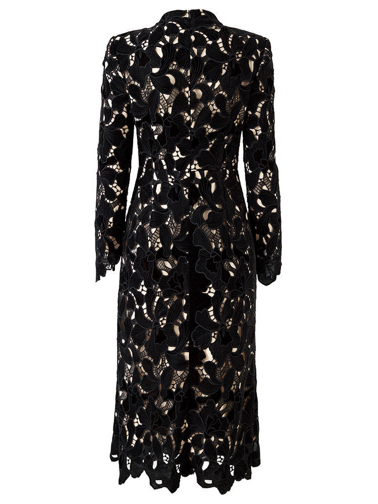 TWOTWINSTYLE Stand Collar Hollow Out Minimalist Dress
