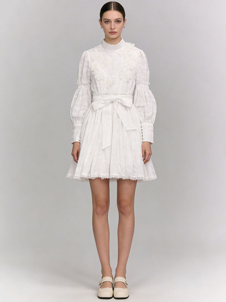 TWOTWINSTYLE Spliced 3D Flower Tunic Fashion Mini Dress