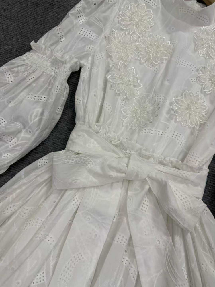 TWOTWINSTYLE Spliced 3D Flower Tunic Fashion Mini Dress