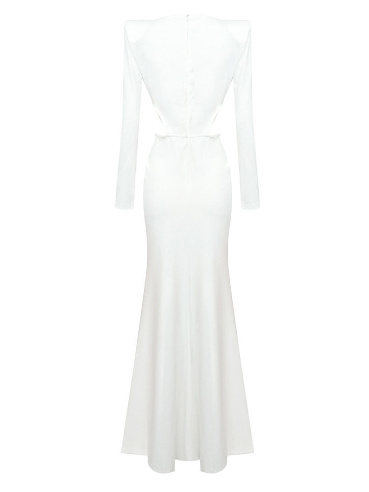 TWOTWINSTYLE Deep V Neck Hollow Out Side Split Designer Dress