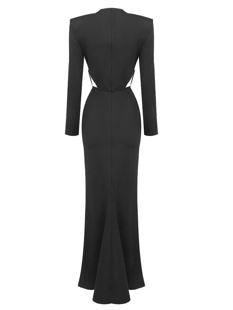 TWOTWINSTYLE Deep V Neck Hollow Out Side Split Designer Dress