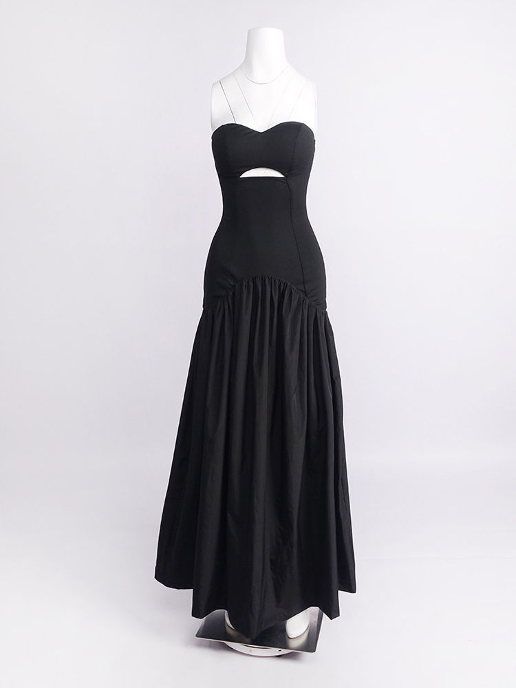 TWOTWINSTYLE Hollow Out Tunic Strapless Elegant Dress
