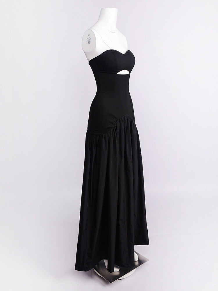 TWOTWINSTYLE Hollow Out Tunic Strapless Elegant Dress