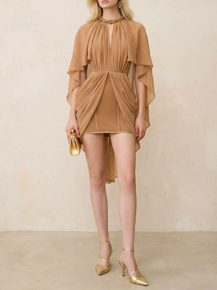 TWOTWINSTYLE Sleeveles High Waist Irregular Hem Vintage Dress