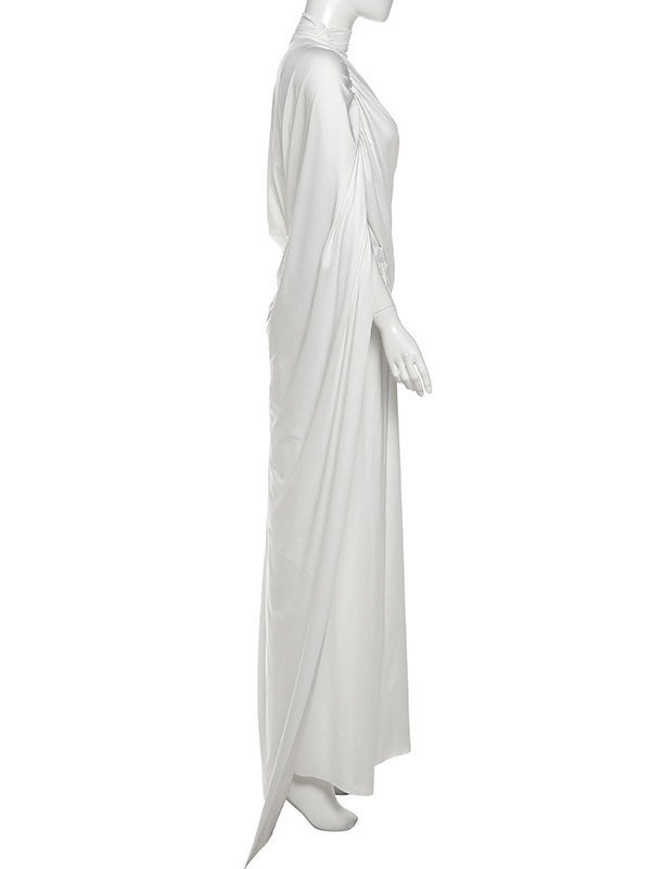 TWOTWINSTYLE Stand Collar Irregular Hem Top Solid Skirt Elegant Dress