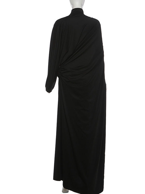 TWOTWINSTYLE Stand Collar Irregular Hem Top Solid Skirt Elegant Dress
