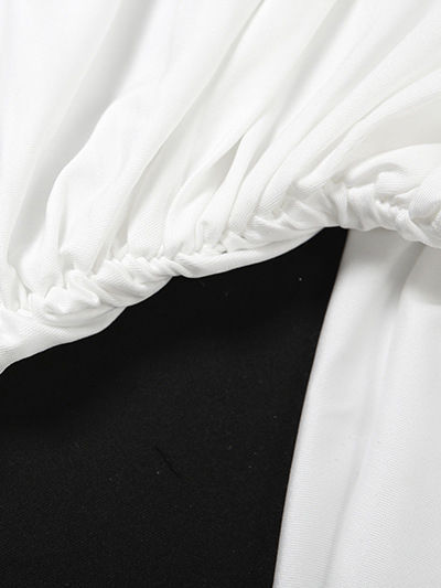 TWOTWINSTYLE Stand Collar Irregular Hem Top Solid Skirt Elegant Dress