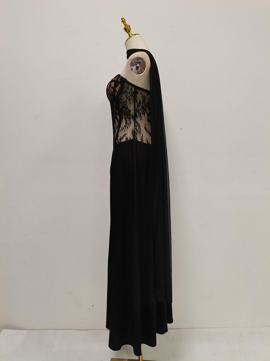 TWOTWINSTYLE Sleeveles Spliced Lace High Waist Sexy Dress
